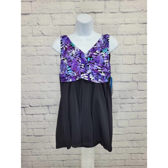 6 PURPLE A376261 Fit 4 U Wrap Swim Dress - Picture 2 of 2